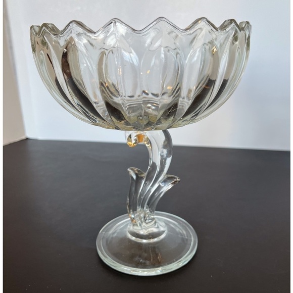 Vintage Lotus Flower Pedestal Compote Bowl - Picture 1 of 8